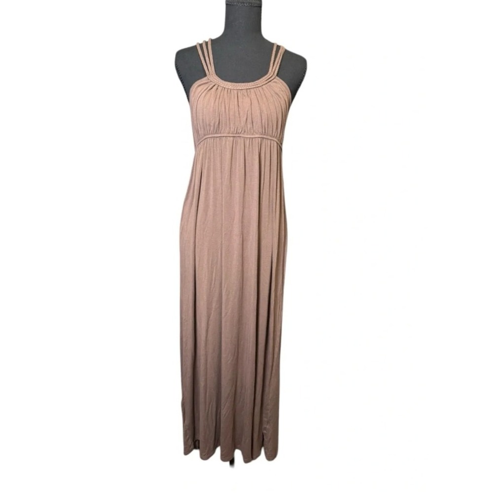 Avocado Maxi Dress‎ Women 12 Mocha Brown Excellent Braided Empire Waist Jersey